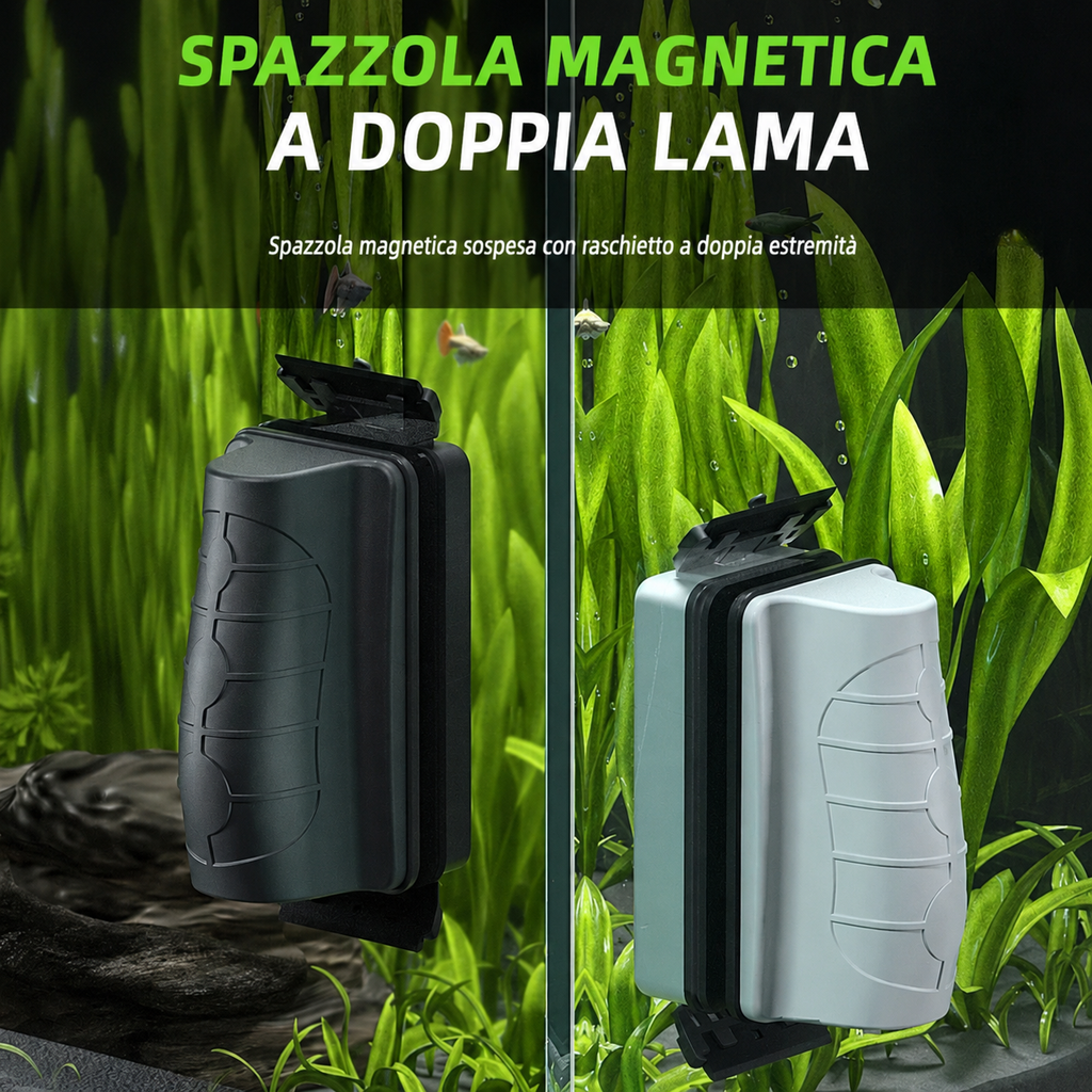 Spazzola Magnetica Pulisci Vetri per Acquari