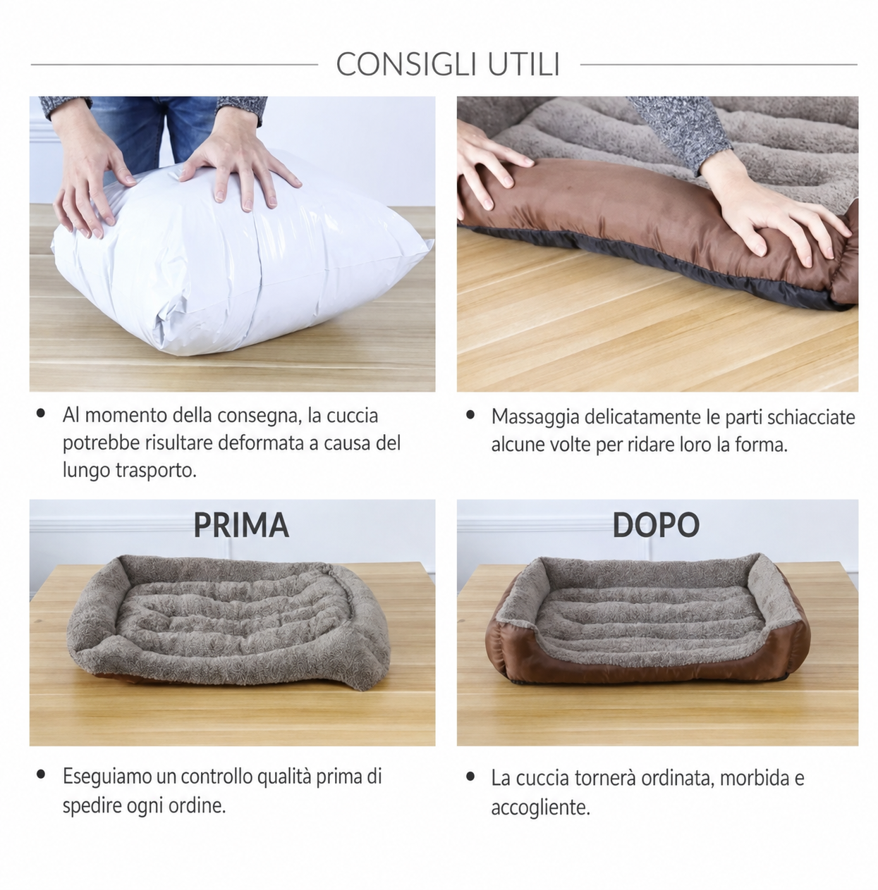 Cuccia Divano Quadrata Imbottita e Lavabile per Cani