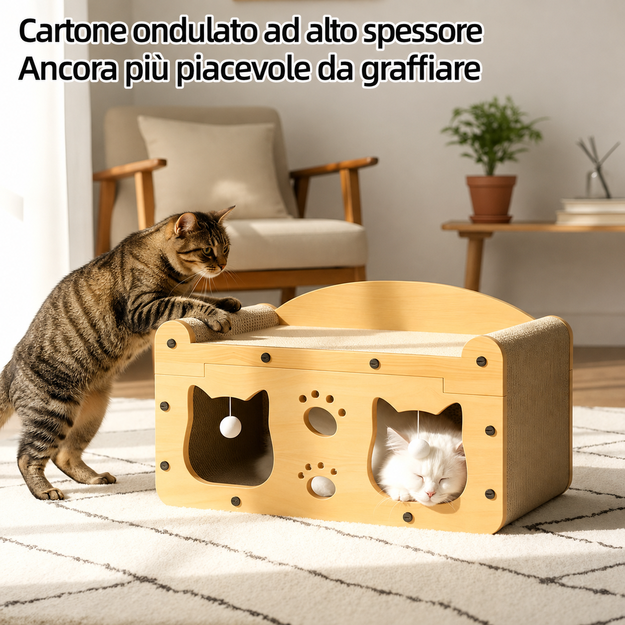 Tiragraffi 2 in 1 con Cuccia Integrata per Gatti