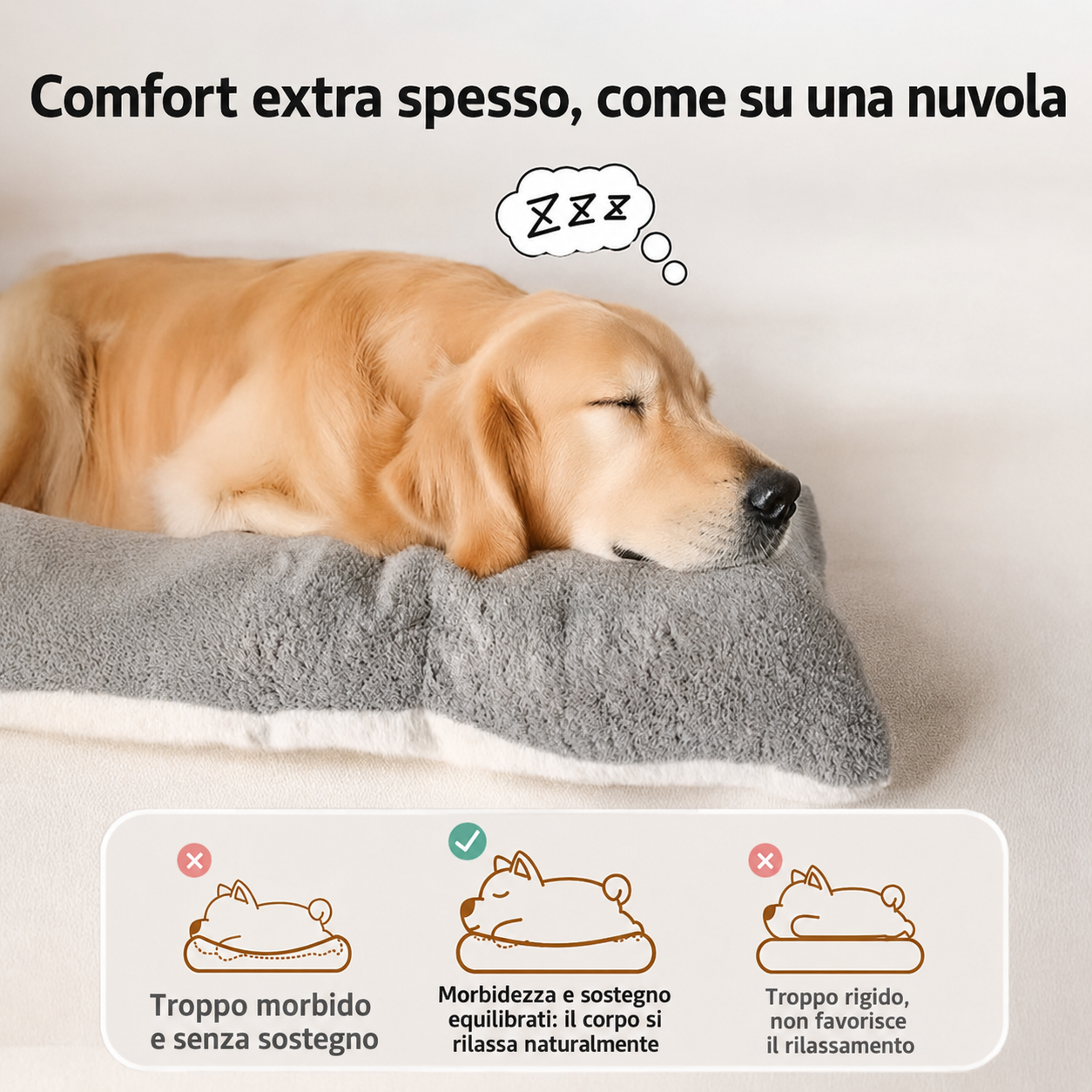 Materasso Cuccia Extra Large in Peluche per Cani