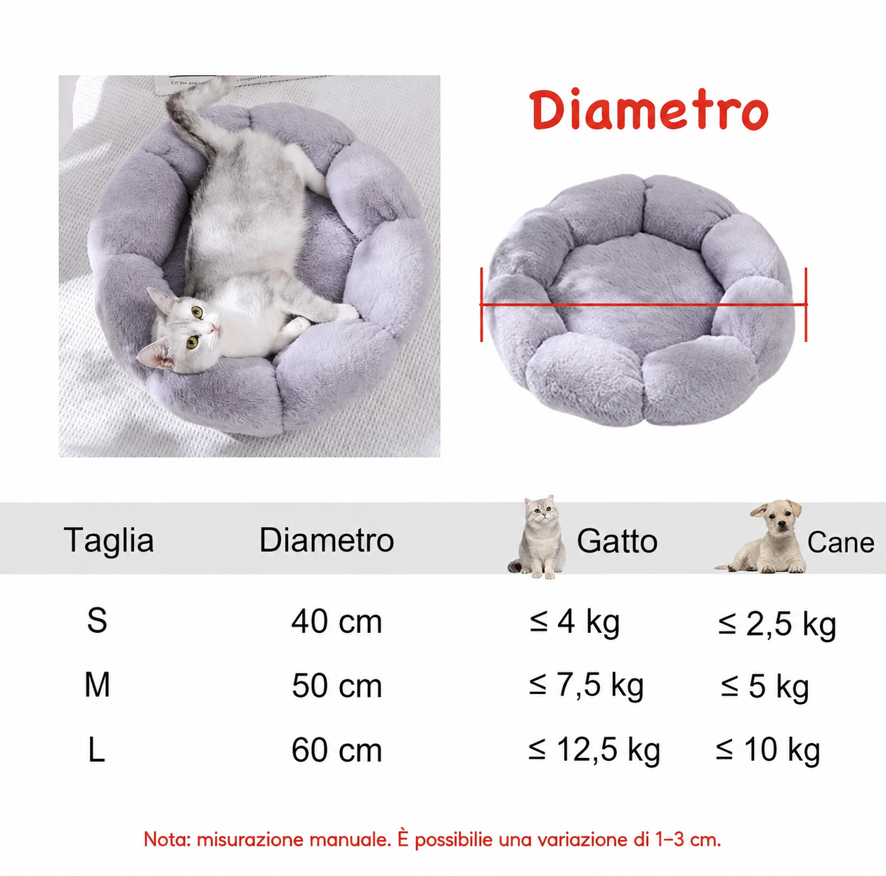 Cuccia Rotonda in Peluche Lavabile per Cani e Gatti — foto 21