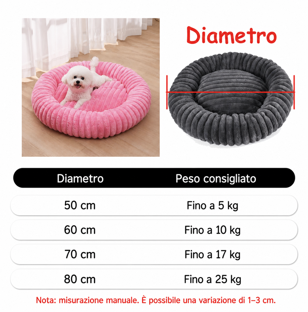 Cuccia Rotonda in Peluche Lavabile per Cani e Gatti — foto 17