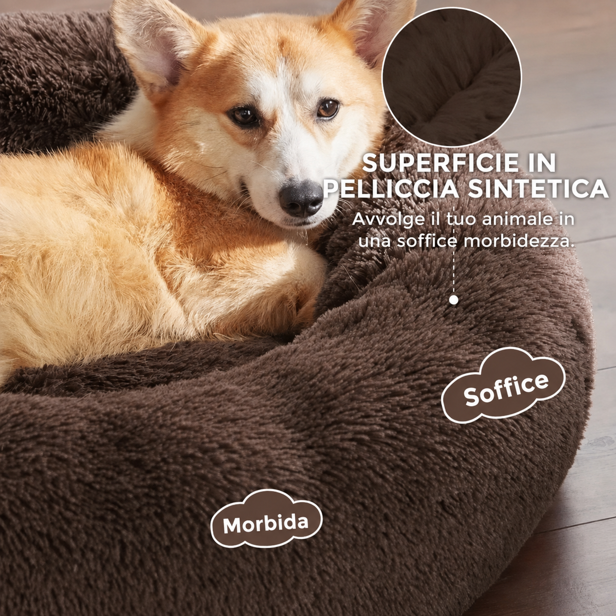 Cuccia Rotonda in Peluche Lavabile per Cani e Gatti — foto 23