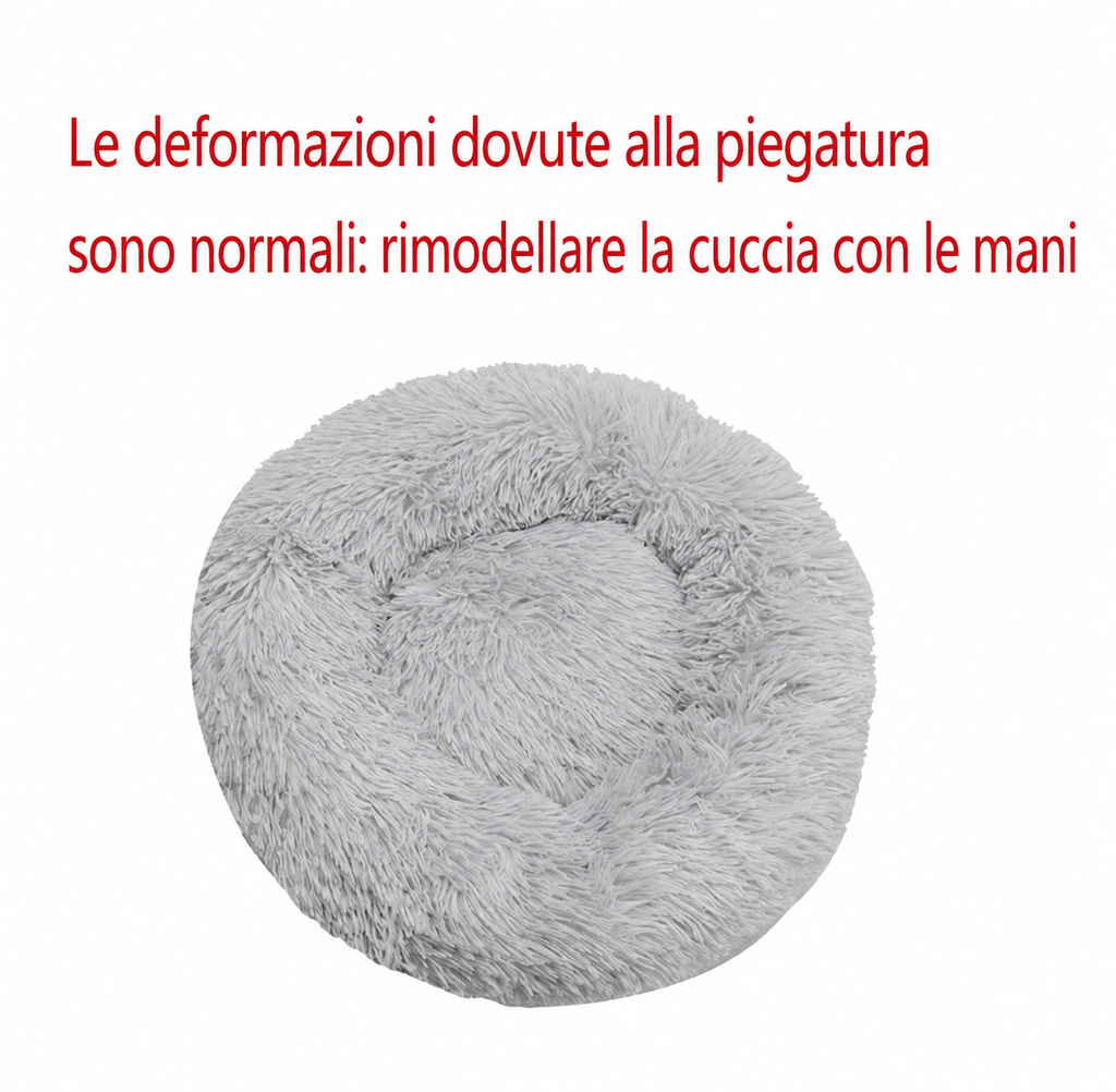 Cuccia Rotonda in Peluche Lavabile per Cani e Gatti