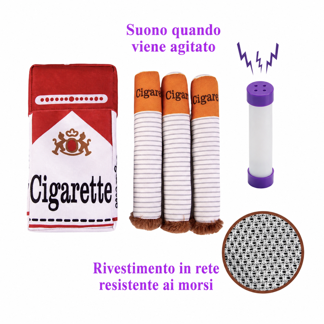 Gioco da Masticare in Peluche a Forma di Sigaretta per Cani