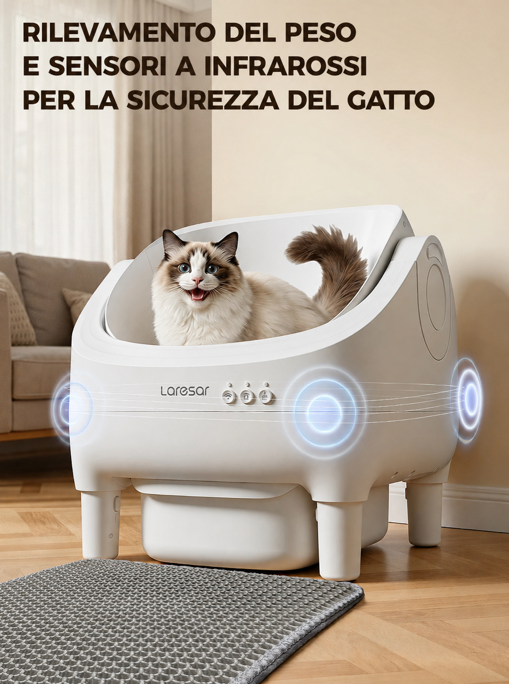 Lettiera Elettrica Autopulente con App e Sensori a Infrarossi
