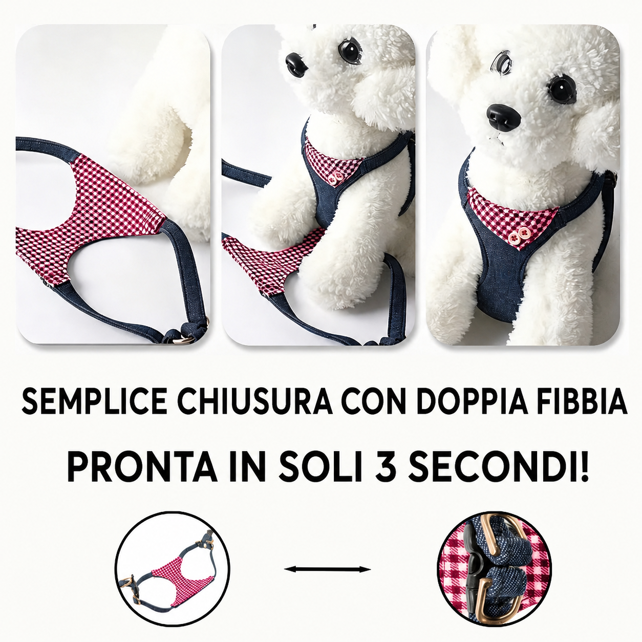 Set Pettorina e Guinzaglio in Denim per Cani e Gatti — foto 6