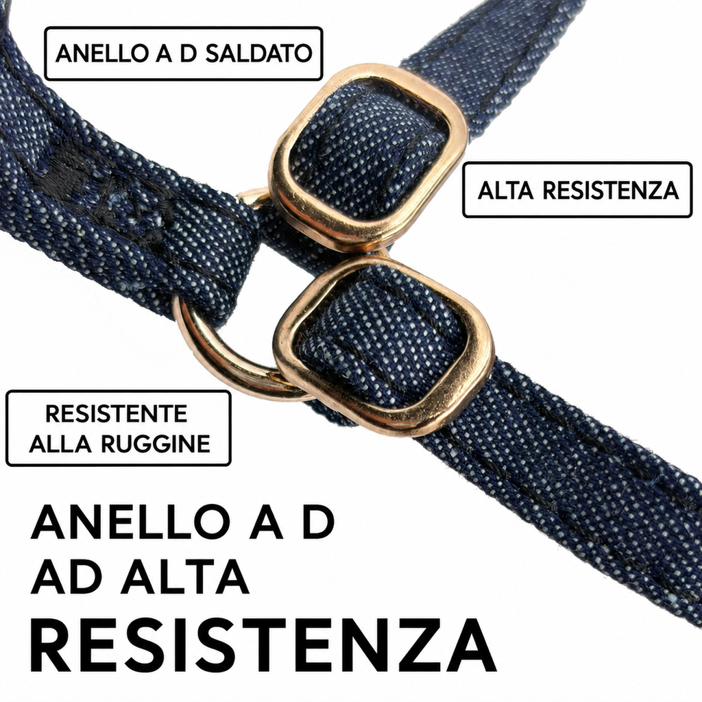 Set Pettorina e Guinzaglio in Denim per Cani e Gatti — foto 4