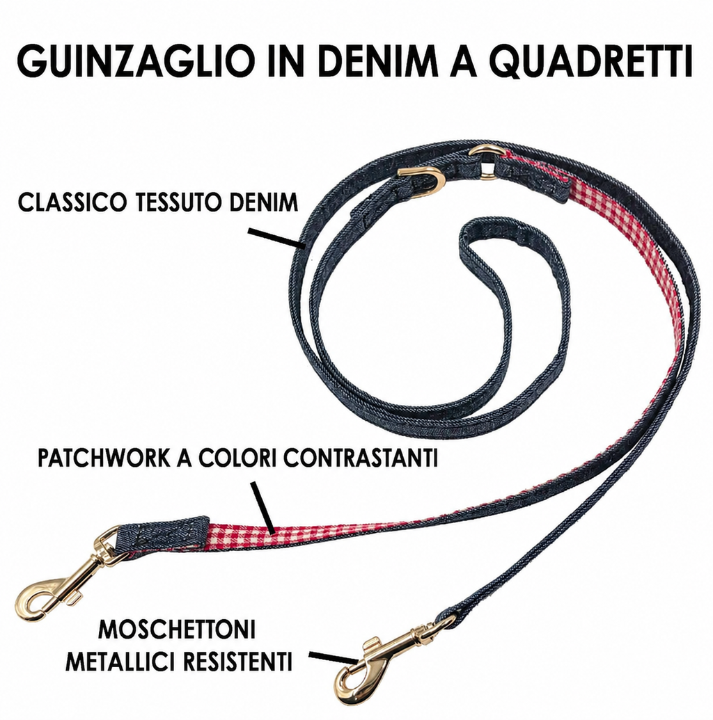 Set Pettorina e Guinzaglio in Denim per Cani e Gatti — foto 5