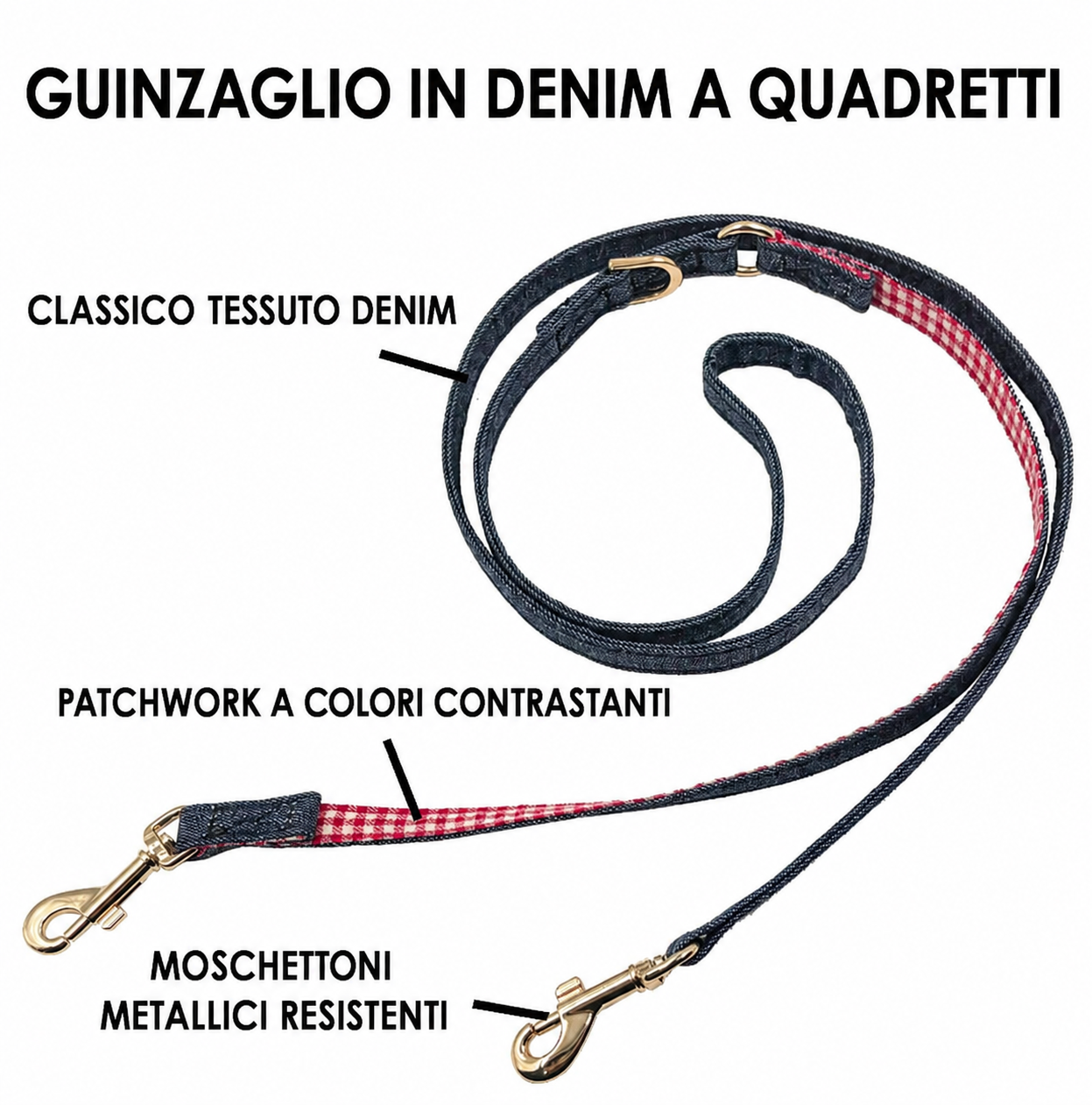 Set Pettorina e Guinzaglio in Denim per Cani e Gatti — foto 5