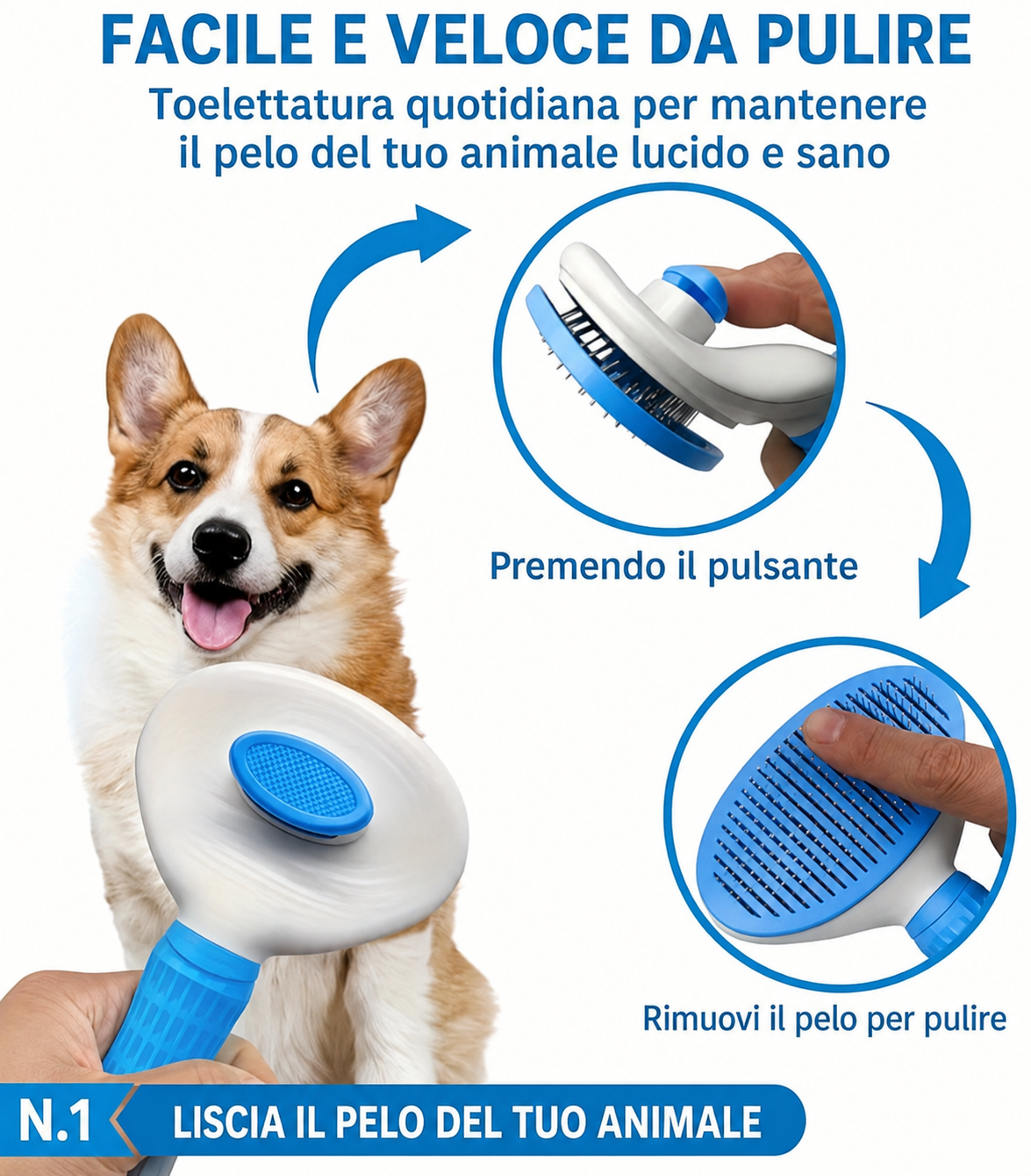 Spazzola Cardatore Autopulente con Rilascio a Un Clic — foto 2