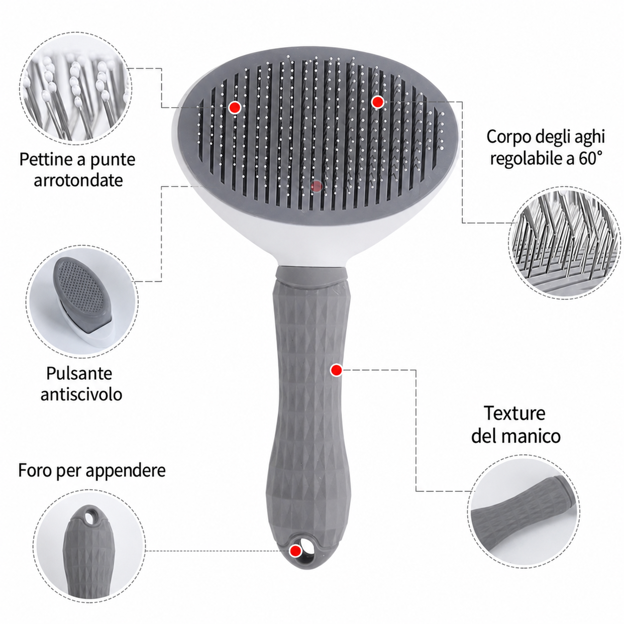 Spazzola Cardatore Autopulente con Rilascio a Un Clic — foto 13