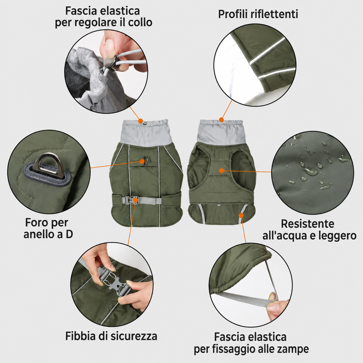 Cappotto Invernale Imbottito e Riflettente per Cani