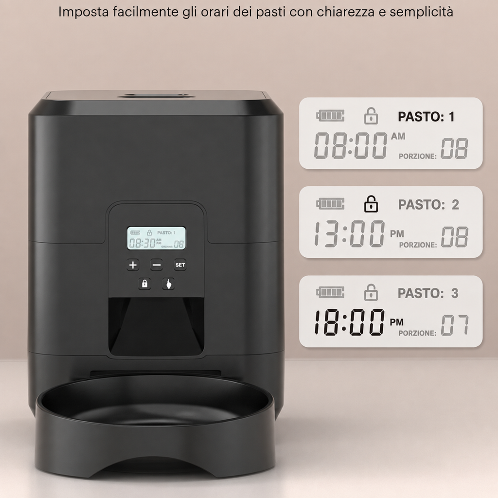 Distributore Automatico di Crocchette Programmabile per Cani e Gatti