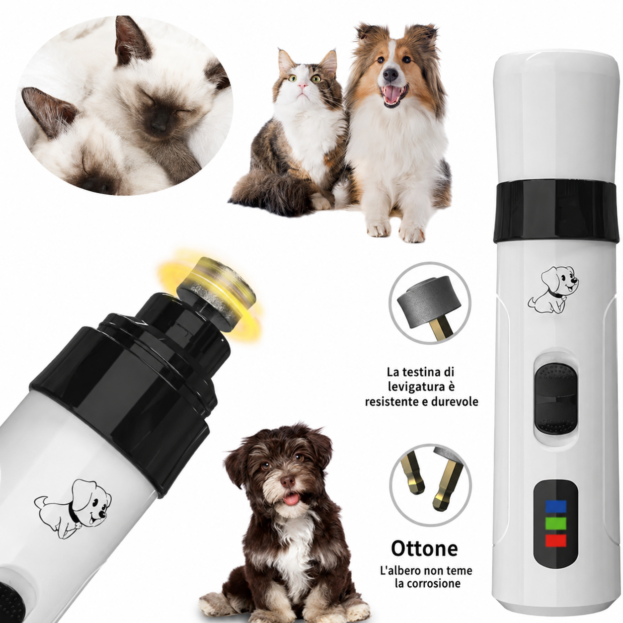 Limatrice Elettrica Silenziosa per Unghie di Cani e Gatti