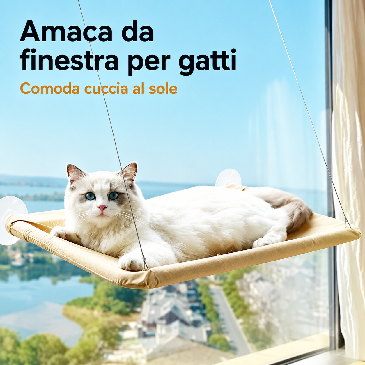 Amaca da Finestra con Ventose per Gatti