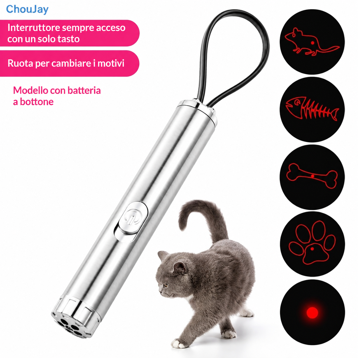 Penna Laser Multi-Disegno Ricaricabile per Gatti