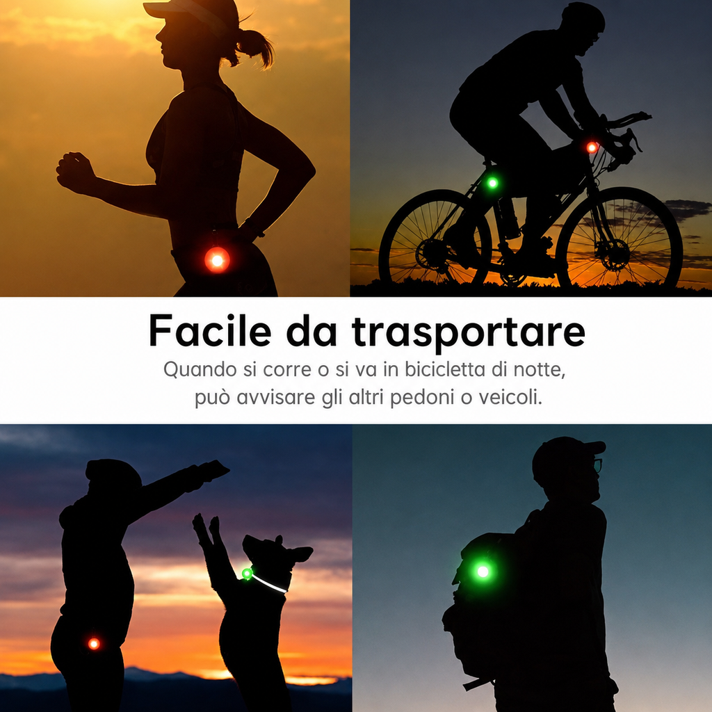 Ciondolo LED Ricaricabile USB per Collare di Cani e Gatti