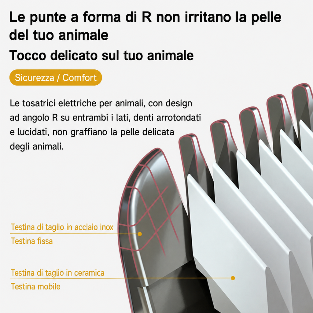 Tosatrice Elettrica Professionale per Cani e Gatti con Pettini