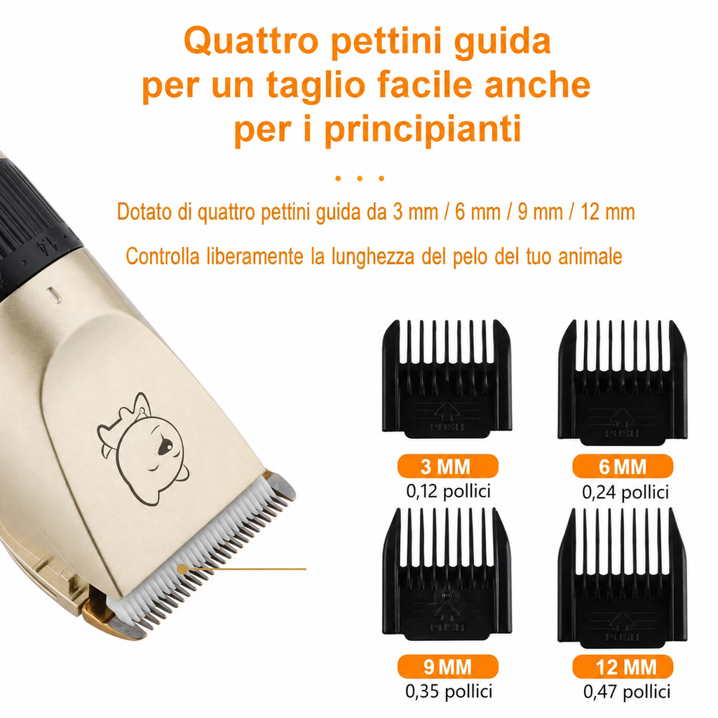Tosatrice Elettrica Professionale per Cani e Gatti con Pettini