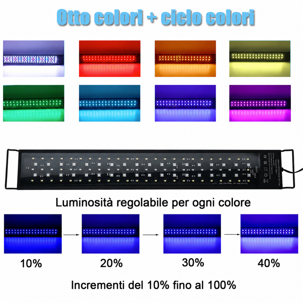 Plafoniera LED a Spettro Pieno per Acquari da 30 a 60 cm