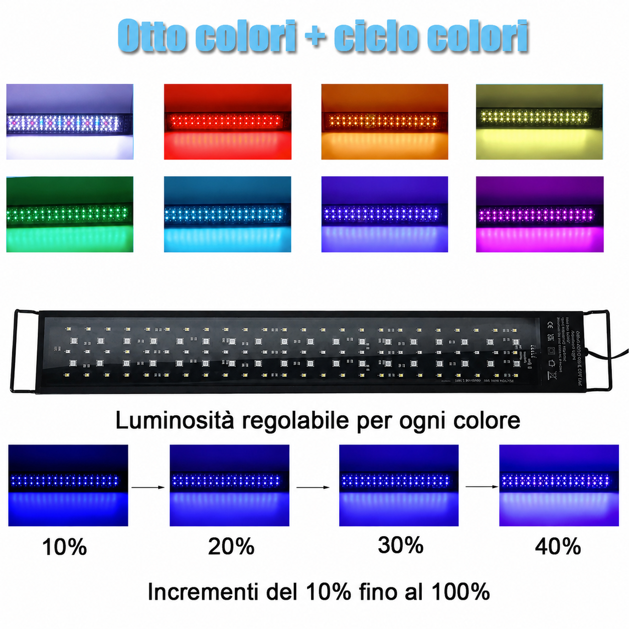 Plafoniera LED a Spettro Pieno per Acquari da 30 a 60 cm