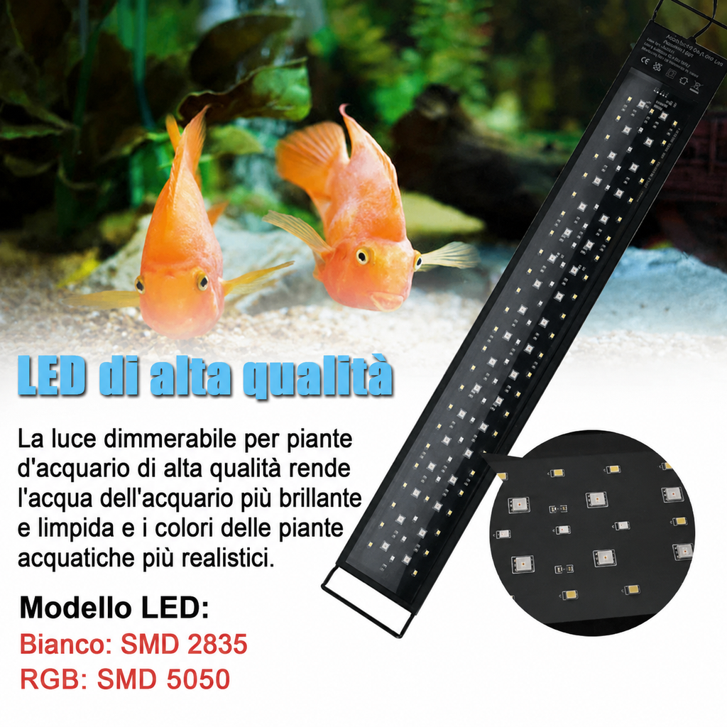 Plafoniera LED a Spettro Pieno per Acquari da 30 a 60 cm