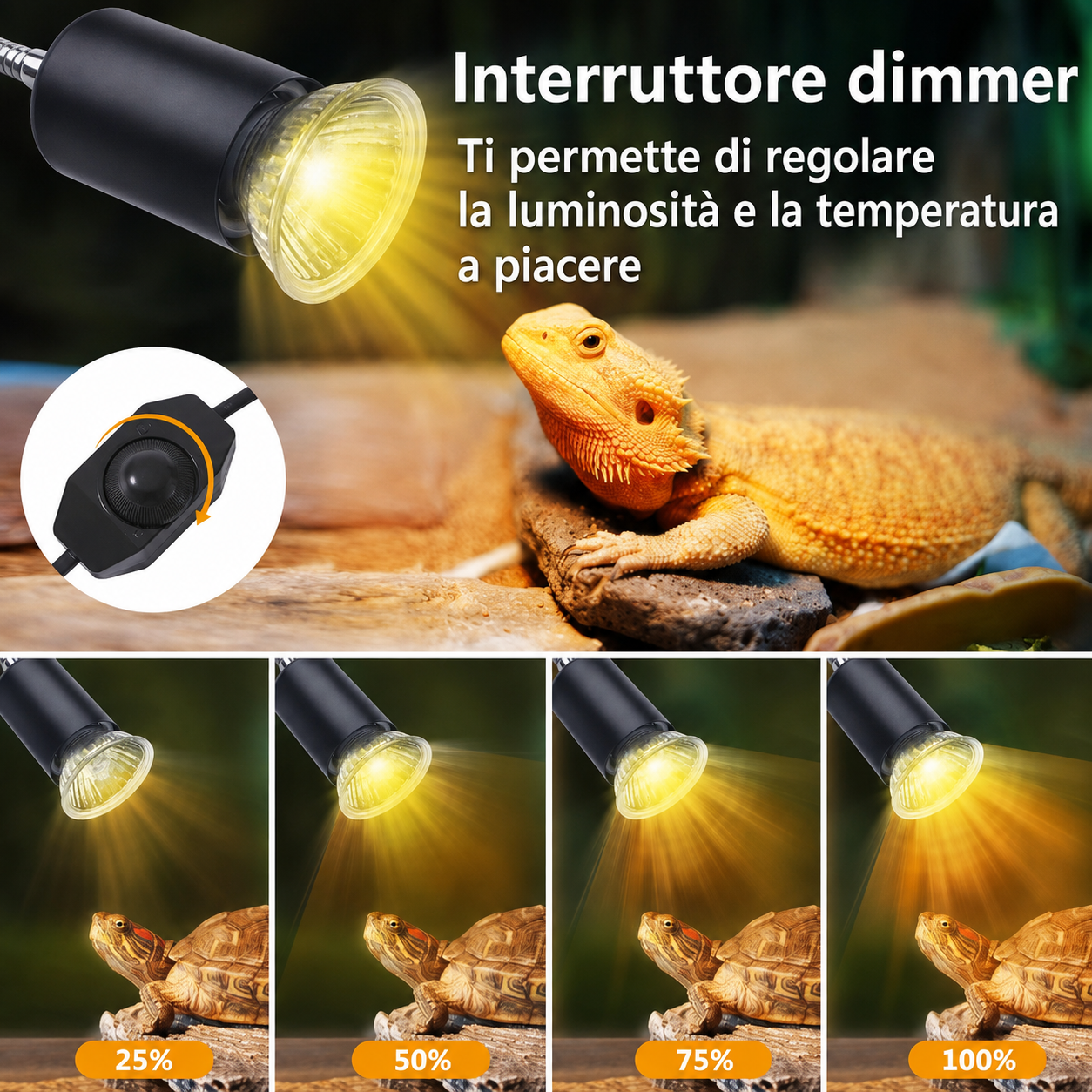 Lampada Riscaldante 50W UVA UVB con Spina Europea