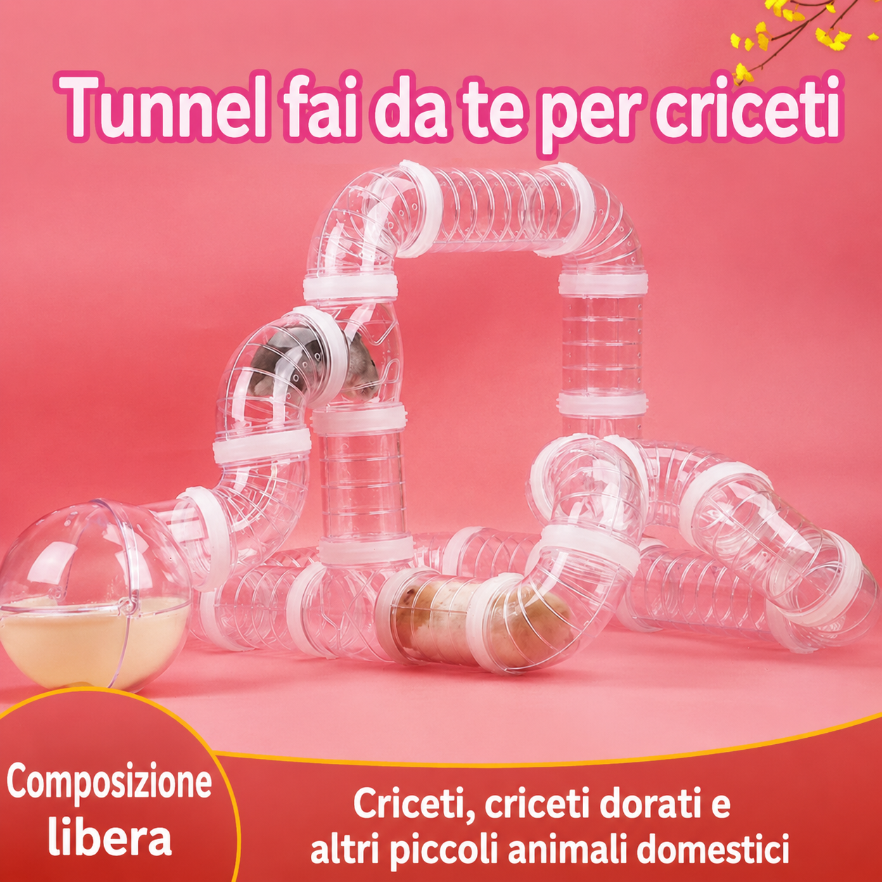 Tunnel Componibili Trasparenti per Criceti e Piccoli Roditori