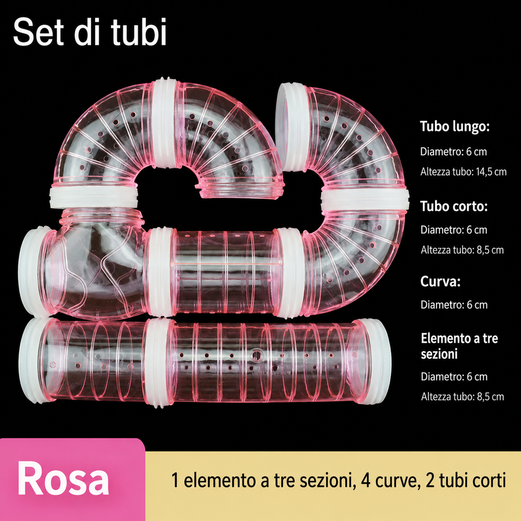 Tunnel Componibili Trasparenti per Criceti e Piccoli Roditori