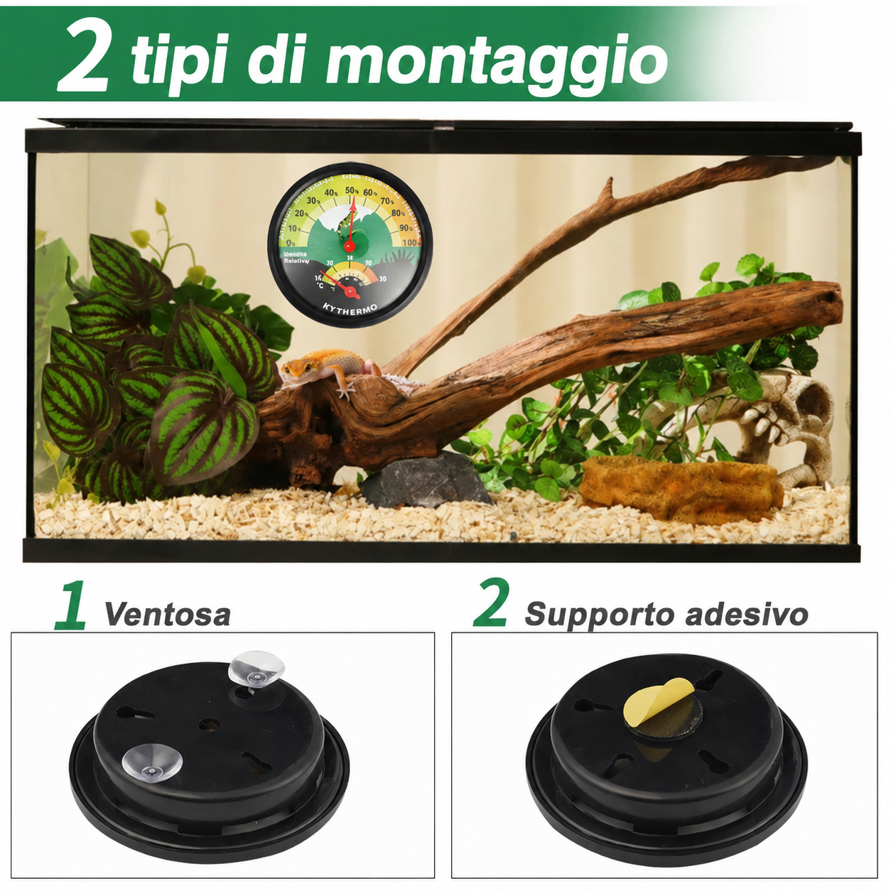 Termoigrometro con Ventosa per Terrari