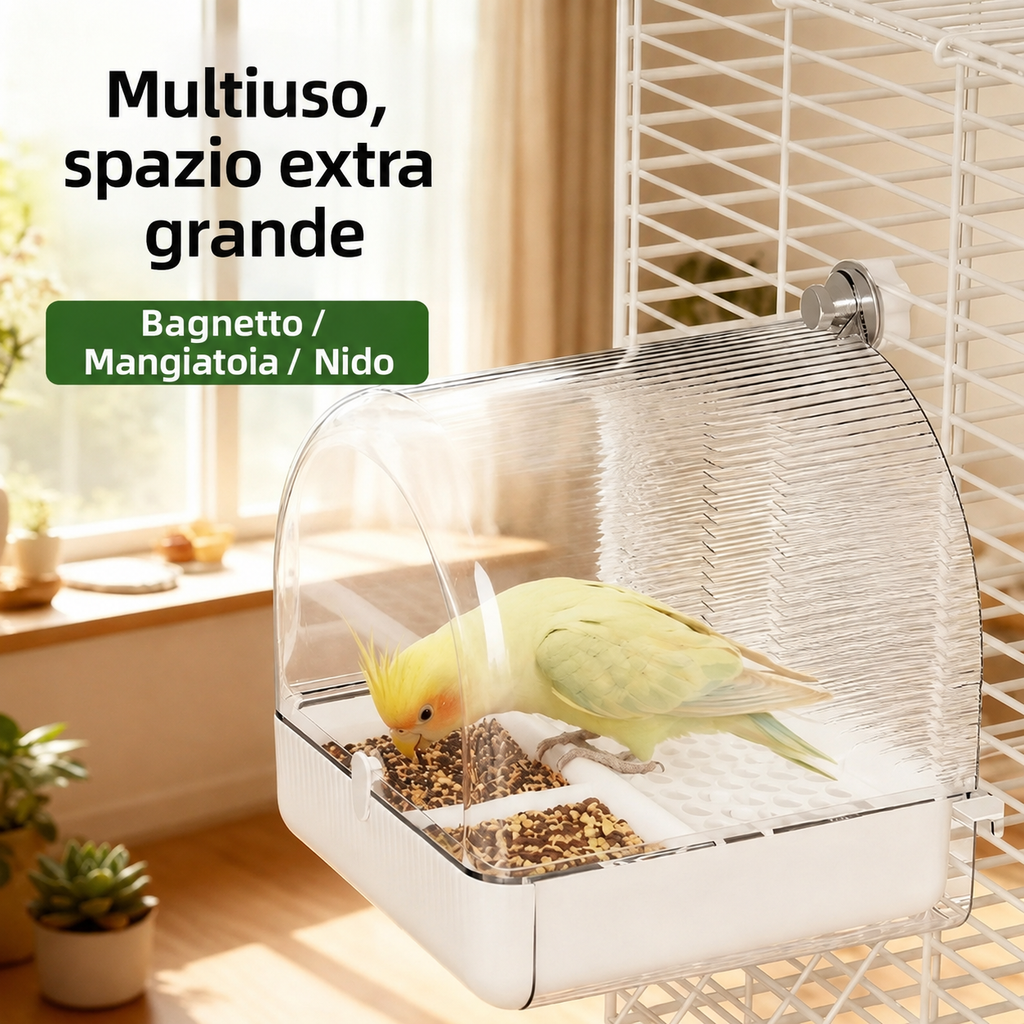 Vaschetta Bagno Trasparente Antischizzo per Gabbie