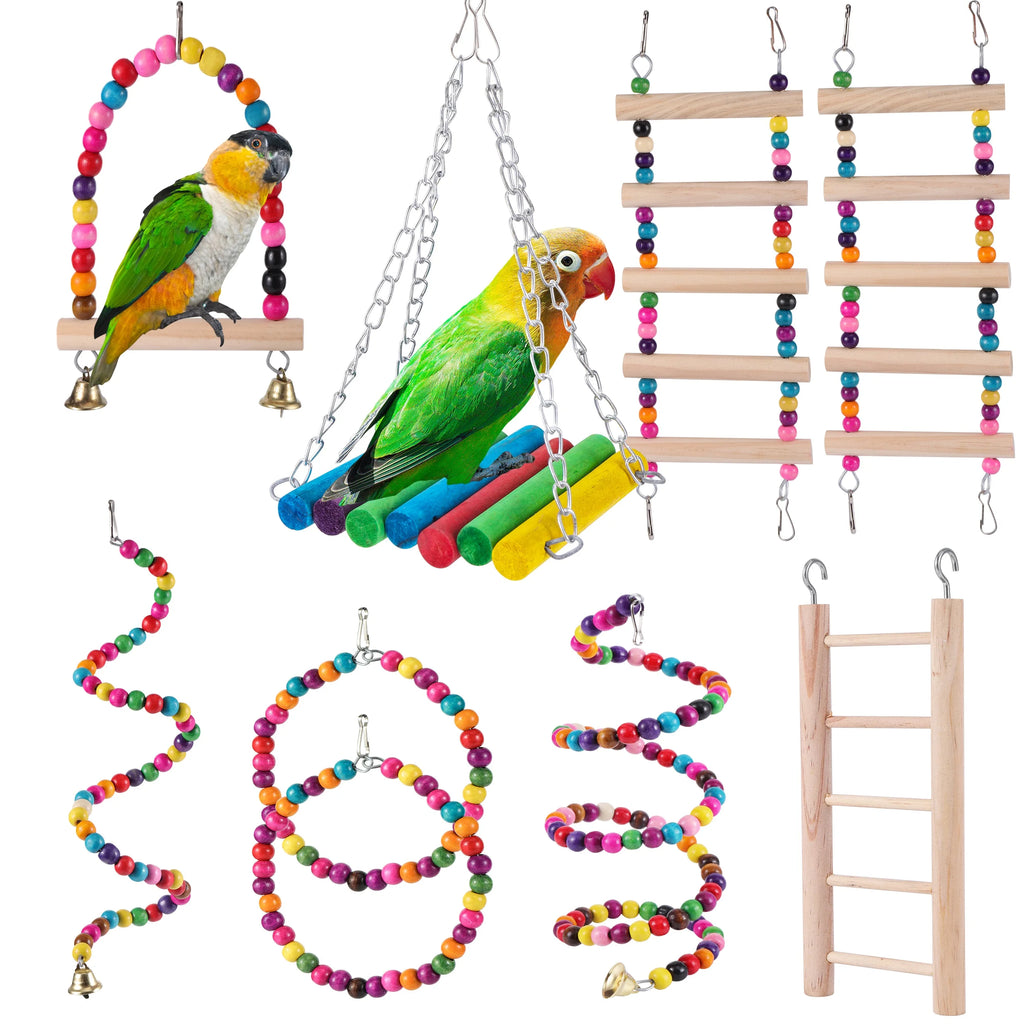 Set di Giochi da Gabbia per Pappagalli di Piccola Taglia