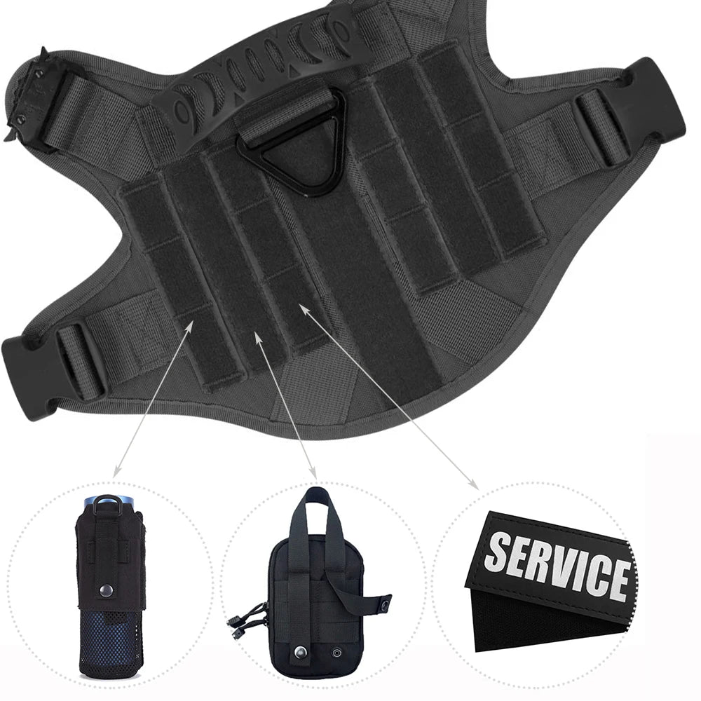 Pettorina Tattica Militare con Tasche Molle per Cani Grandi