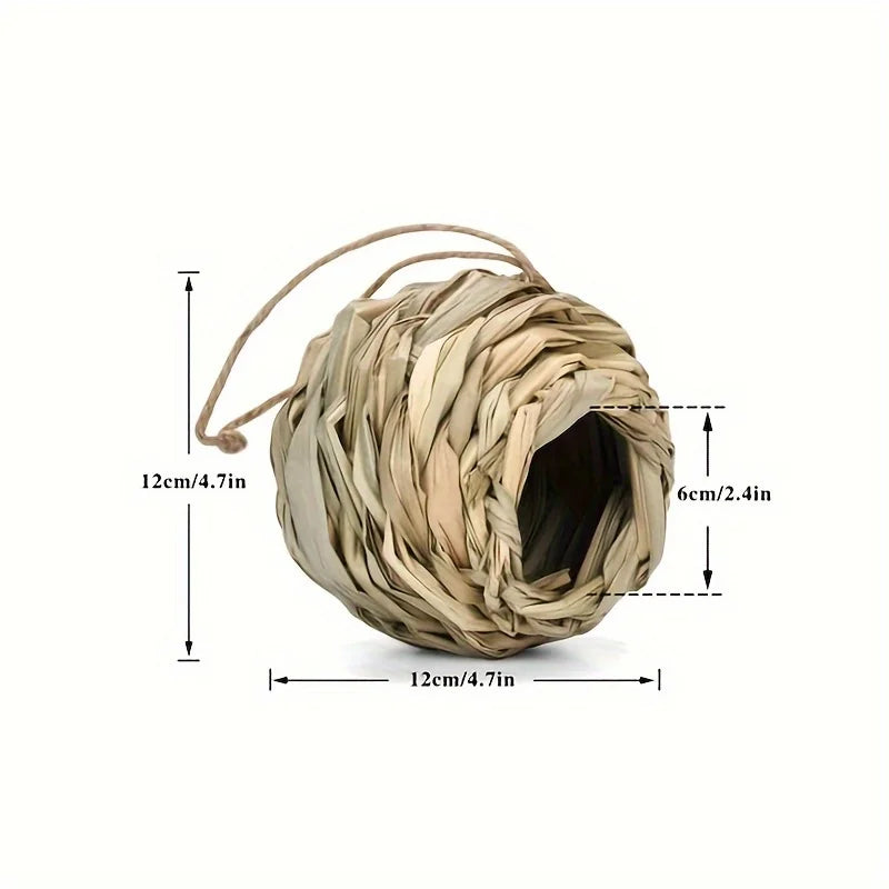 Nido in Erba Intrecciata per Uccelli da Gabbia