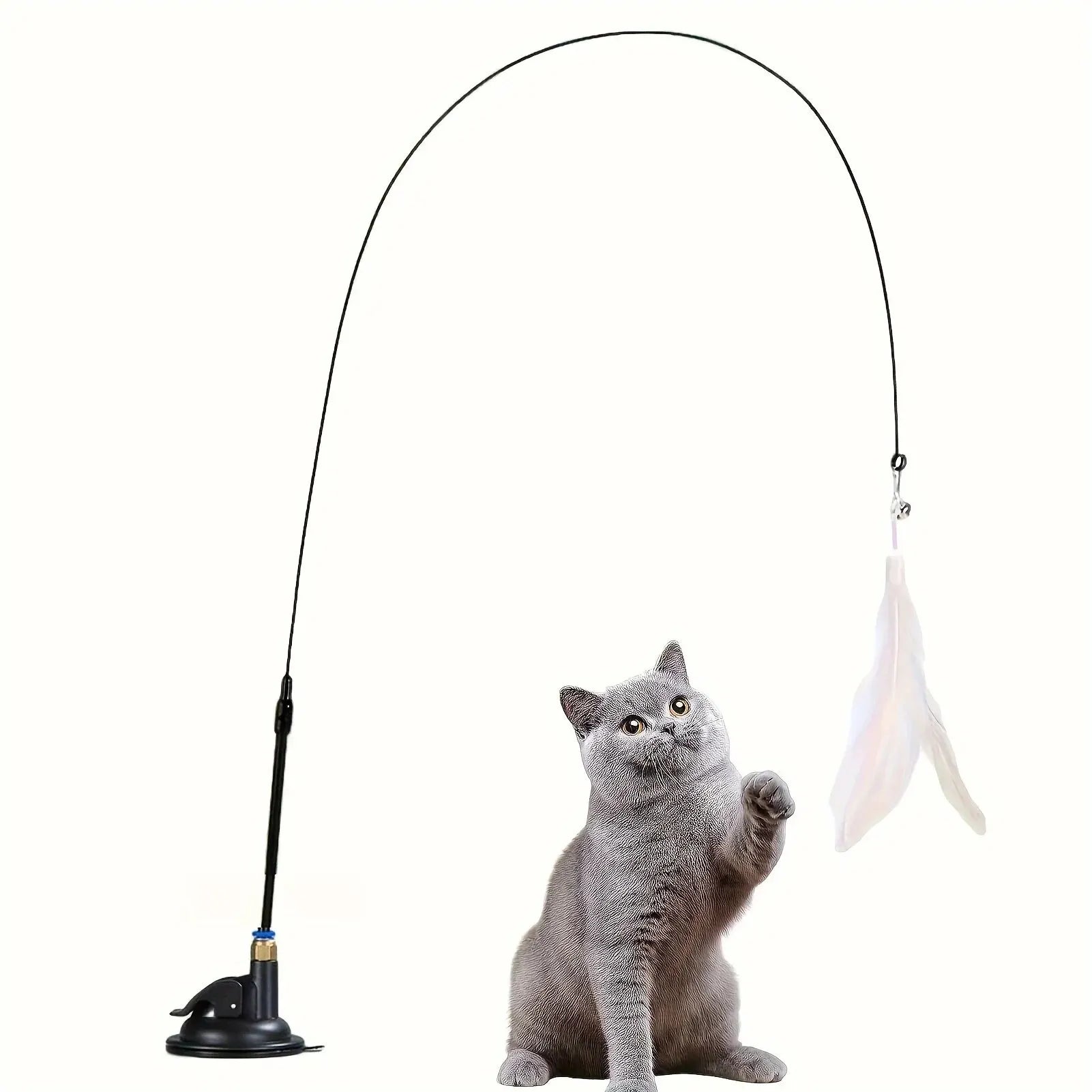 Canna da Gioco con Piume e Campanellino a Ventosa per Gatti