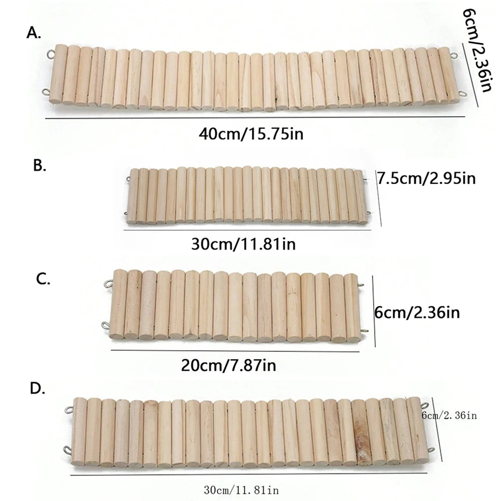 Ponte Flessibile in Legno Naturale per Gabbie di Roditori