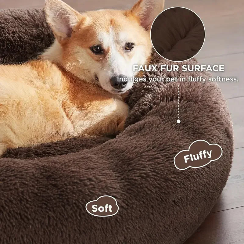 Cuccia Rotonda in Peluche Lavabile per Cani e Gatti