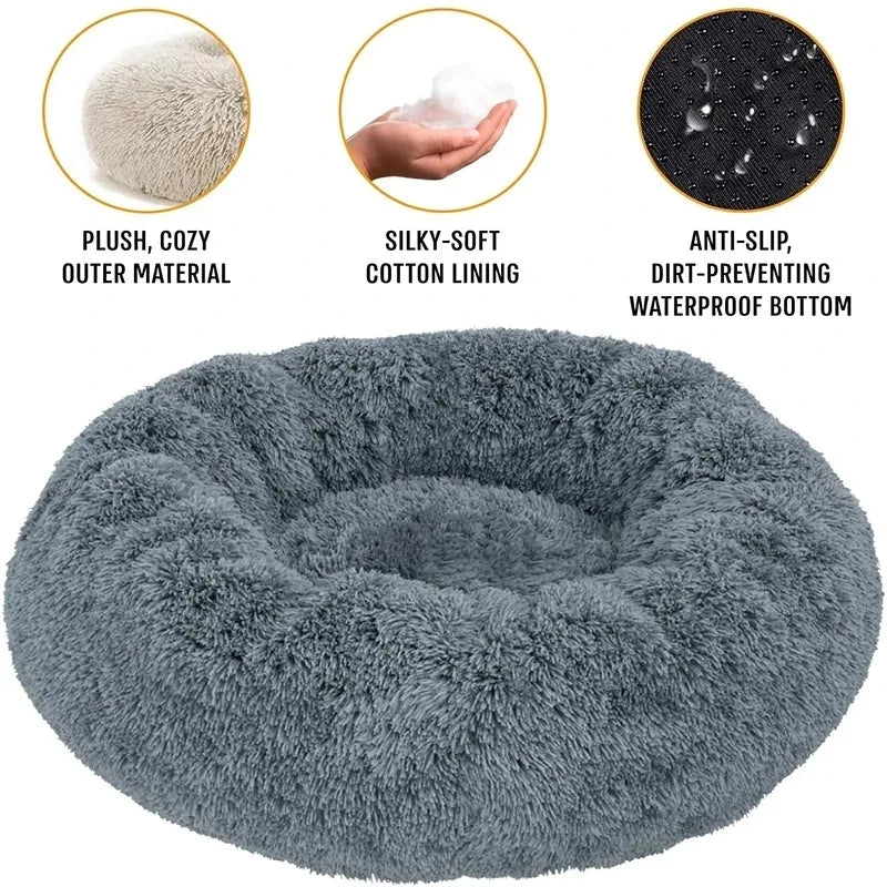Cuccia Rotonda in Peluche Lavabile per Cani e Gatti