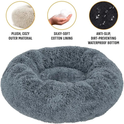 Cuccia Rotonda in Peluche Lavabile per Cani e Gatti