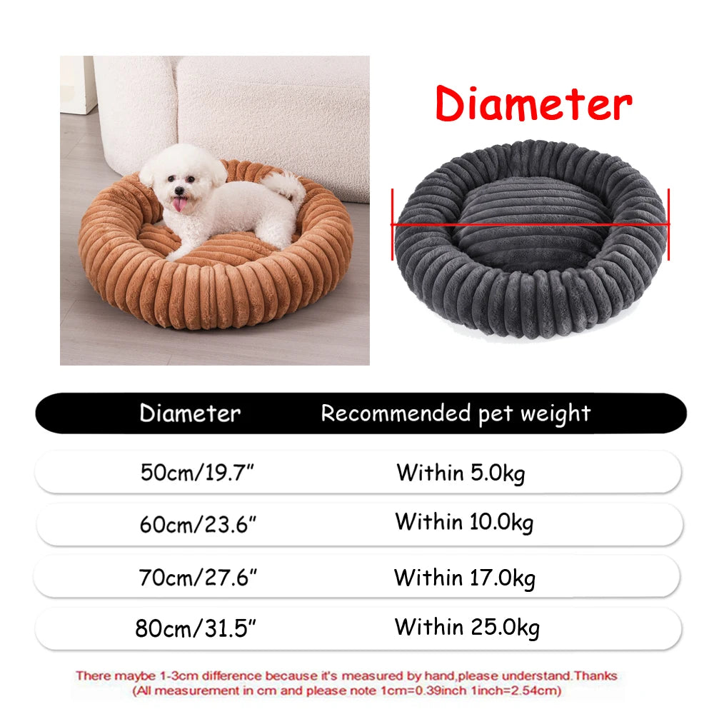 Cuccia Rotonda in Peluche Lavabile per Cani e Gatti