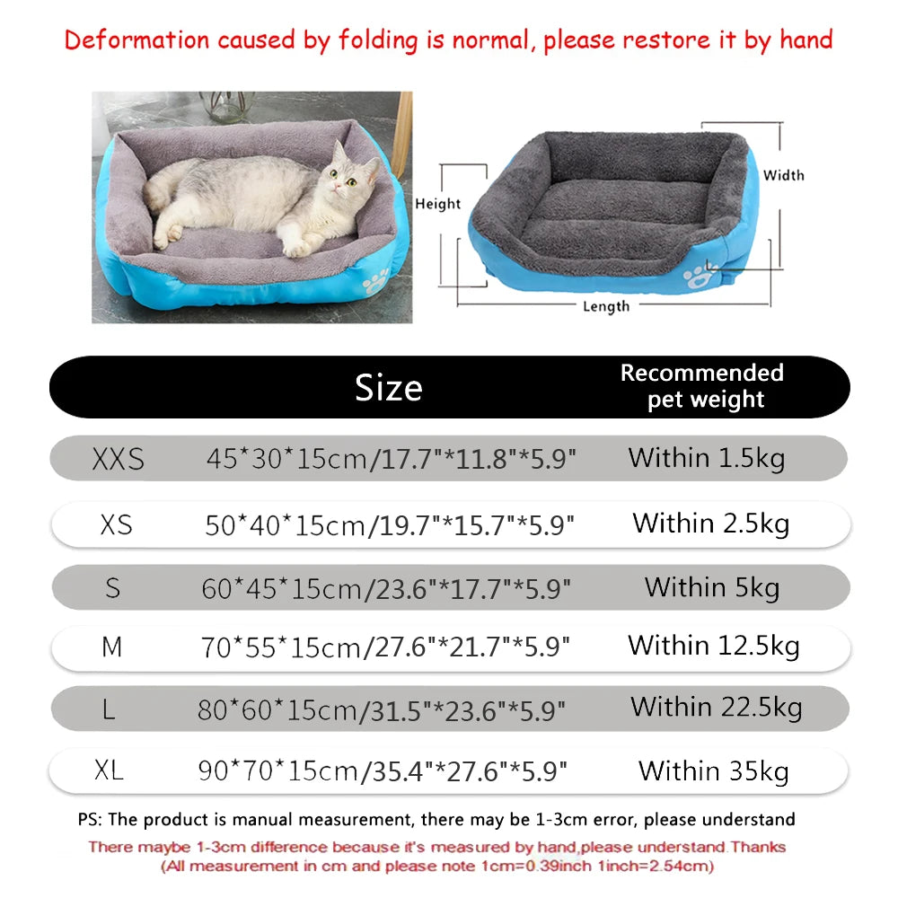 Cuccia Divano Quadrata Imbottita e Lavabile per Cani