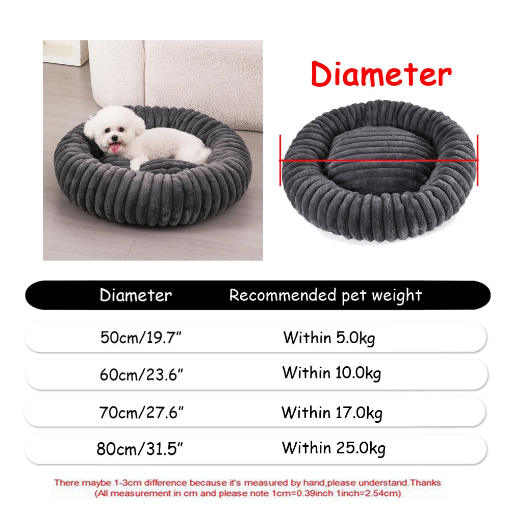 Cuccia Rotonda in Peluche Lavabile per Cani e Gatti