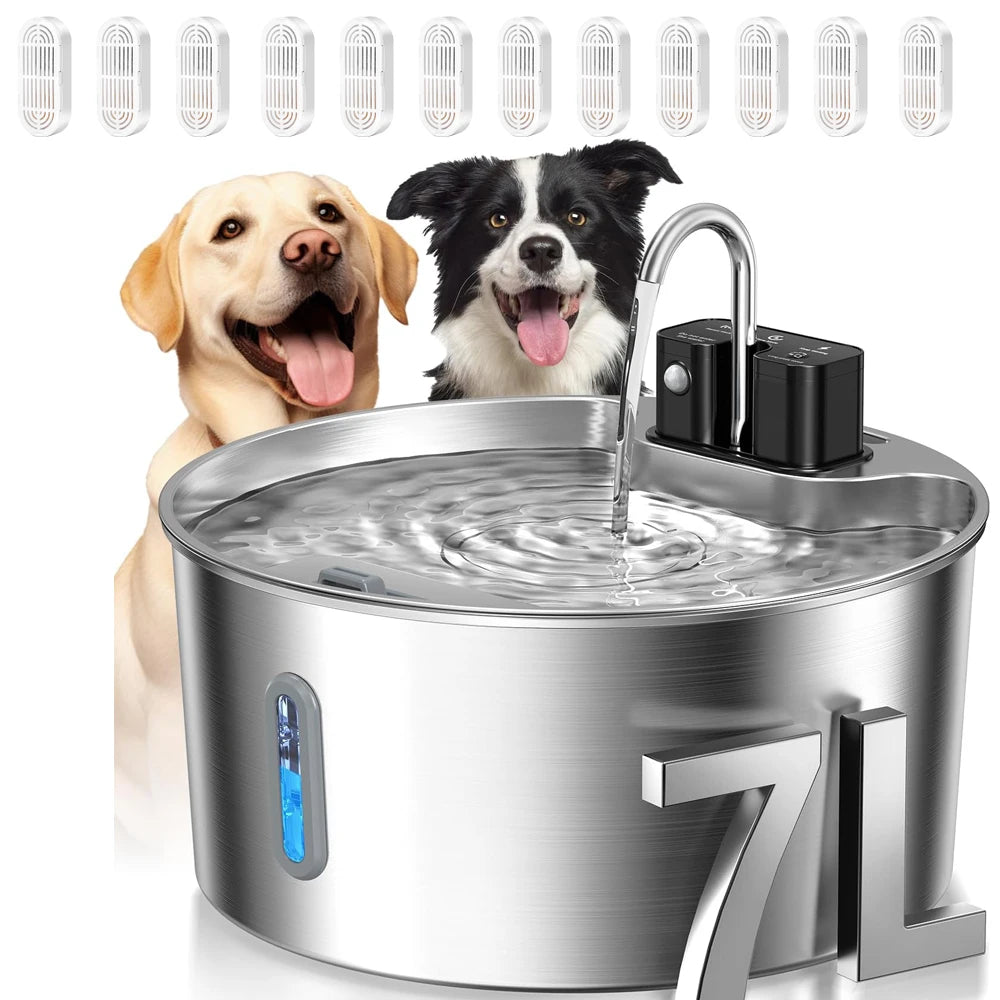 Fontanella in Acciaio Inox 7 L con Sensore e Ricarica Wireless
