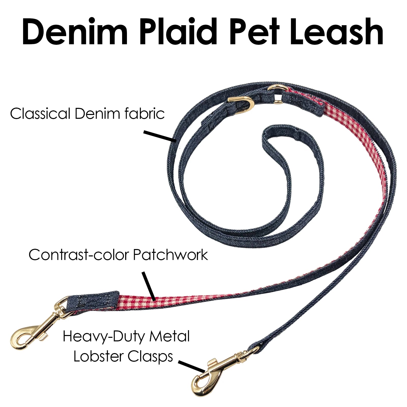 Set Pettorina e Guinzaglio in Denim per Cani e Gatti