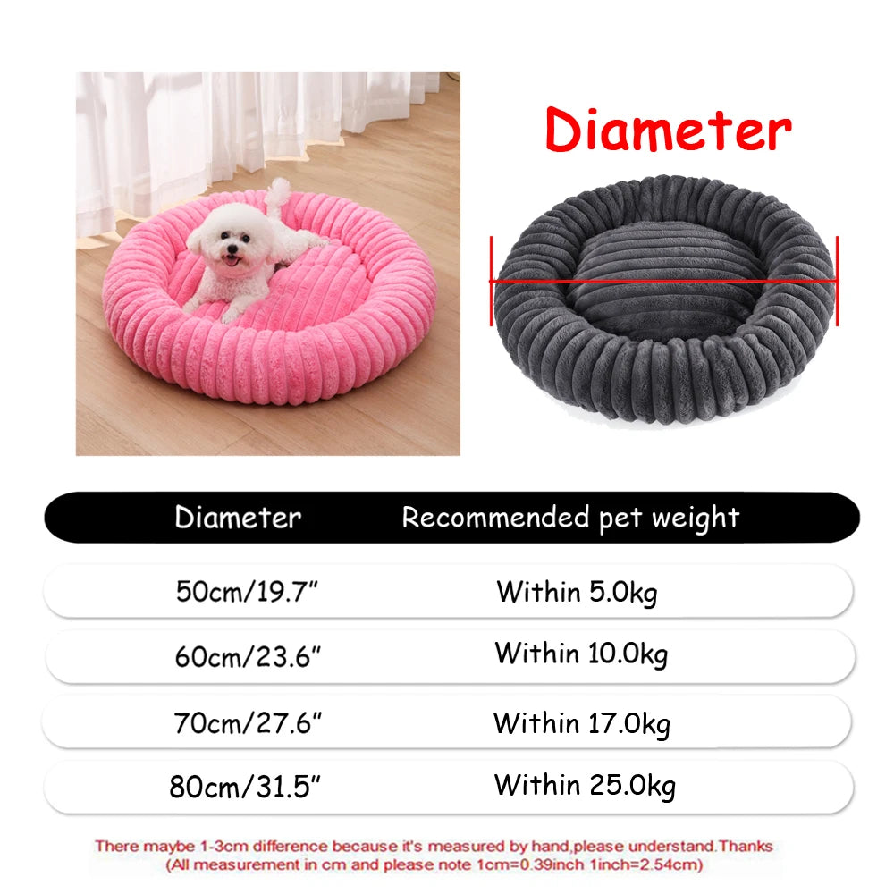 Cuccia Rotonda in Peluche Lavabile per Cani e Gatti
